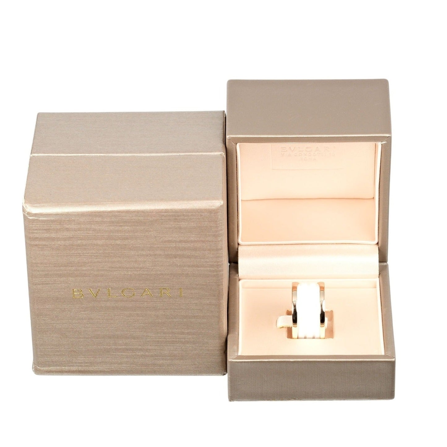 Bvlgari Ring K18 Pink Gold, Ceramic Gold Be Zero One B.Zero1 4 Bands Women 54