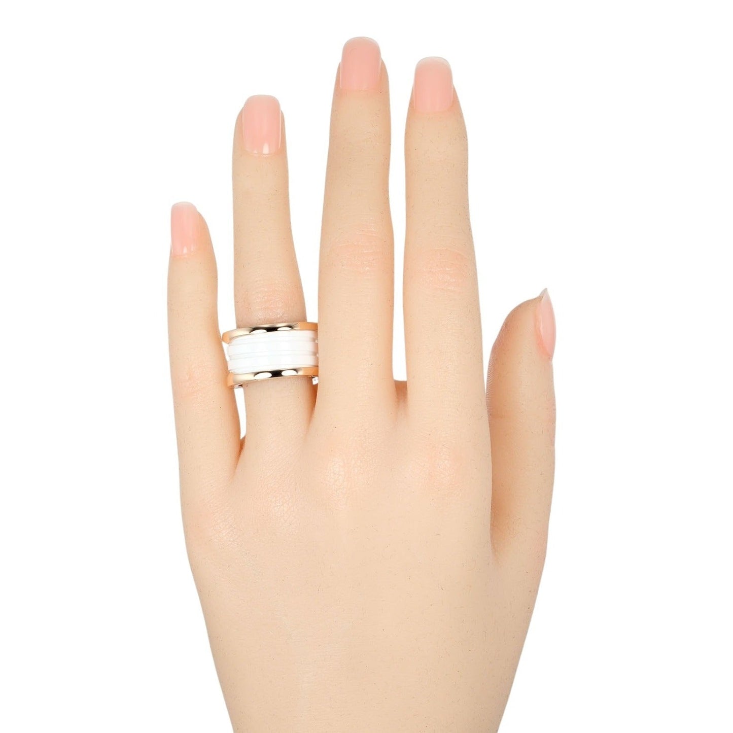 Bvlgari Ring K18 Pink Gold, Ceramic Gold Be Zero One B.Zero1 4 Bands Women 54