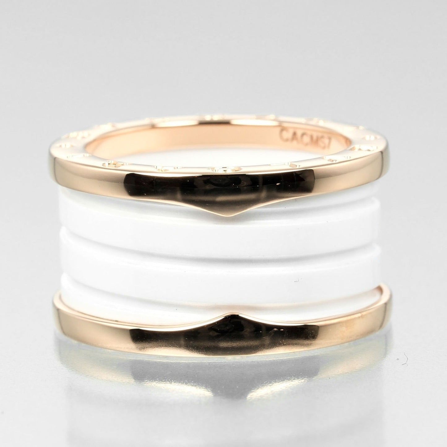 Bvlgari Ring K18 Pink Gold, Ceramic Gold Be Zero One B.Zero1 4 Bands Women 54