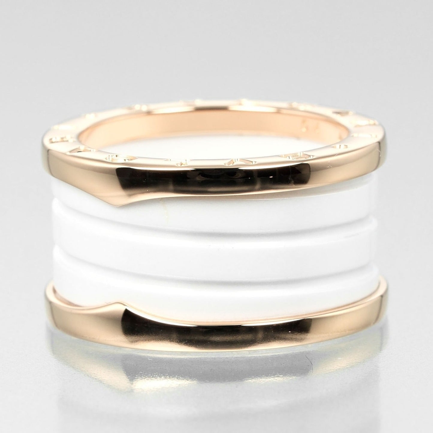 Bvlgari Ring K18 Pink Gold, Ceramic Gold Be Zero One B.Zero1 4 Bands Women 54