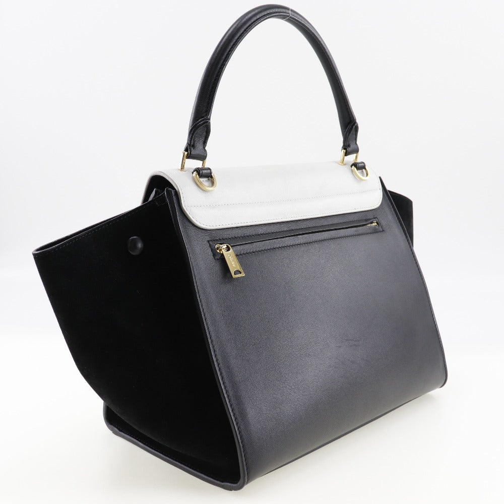 Celine Handbag 1695430Ta Calfskin, Suede Black / White Medium Trapeze Women