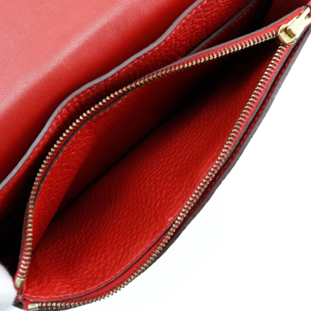 Hermes Long Wallet Purse Togo Red Dogon Women