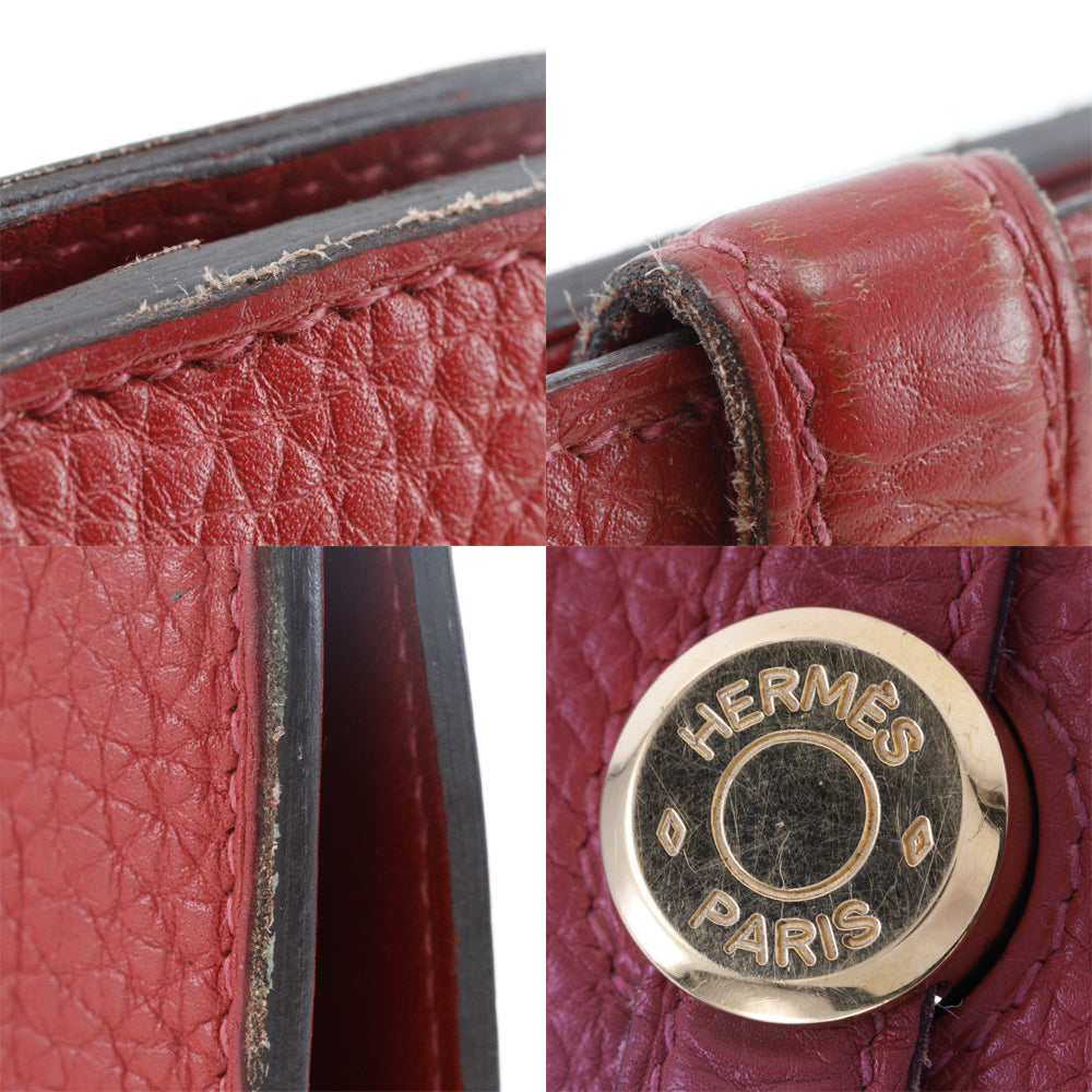 Hermes Long Wallet Purse Togo Red Dogon Women
