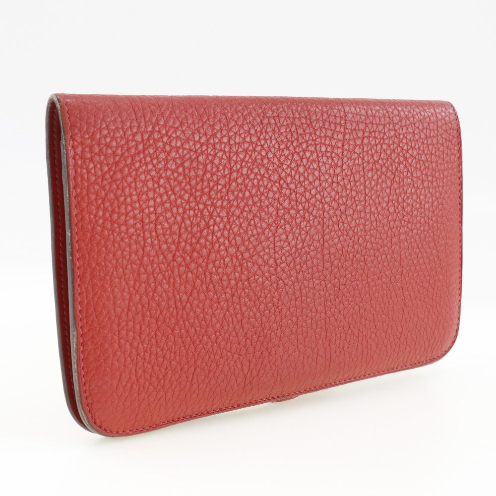 Hermes Long Wallet Purse Togo Red Dogon Women