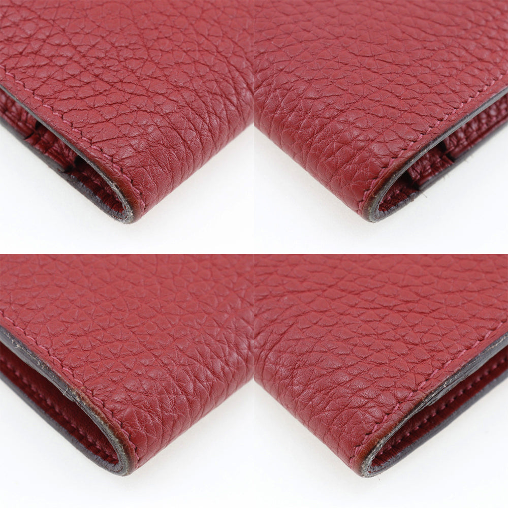 Hermes Long Wallet Purse Togo Red Dogon Women