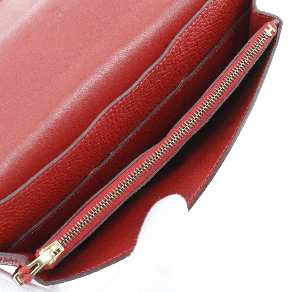 Hermes Long Wallet Purse Togo Red Dogon Women