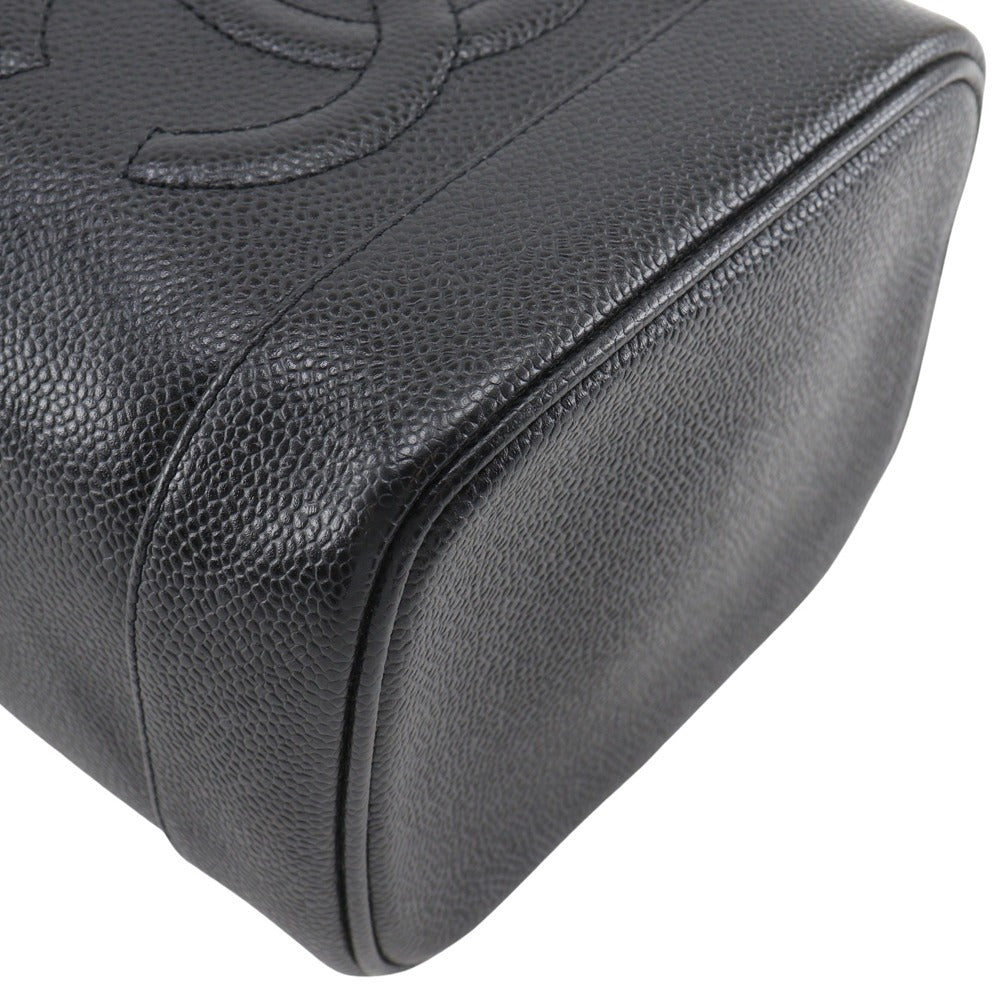 Chanel Pouch A01998 Caviar Skin Black Handbag Coco Mark Vanity Women