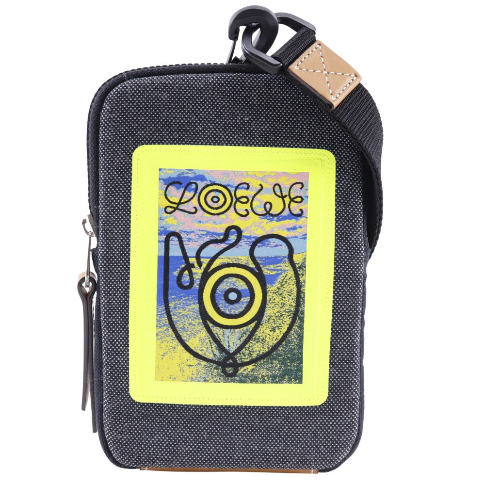Loewe Pouch Canvas Gray/Yellow Phone Pouch Neck Pouch Loewe Nature Mens
