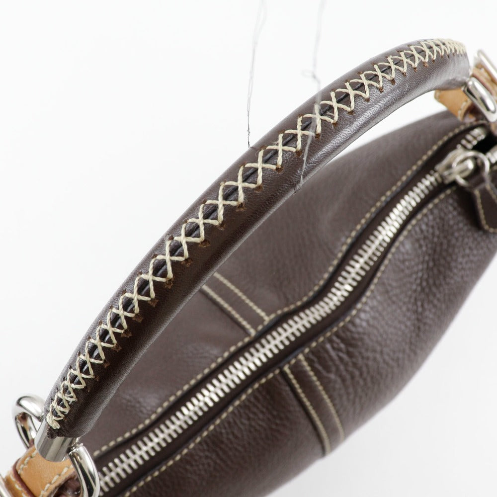 Prada Shoulder Bag Calfskin Brown One Belt Women
