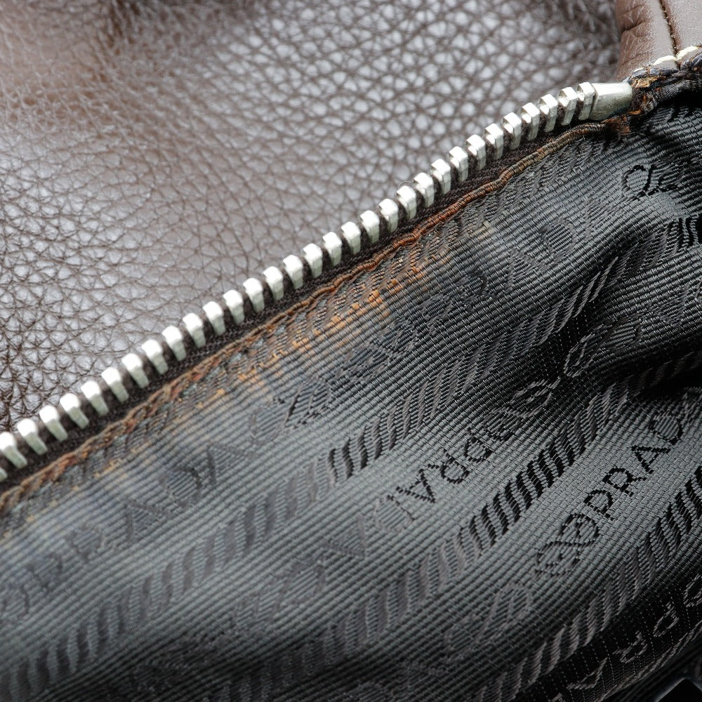 Prada Shoulder Bag Calfskin Brown One Belt Women