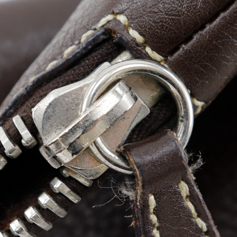 Prada Shoulder Bag Calfskin Brown One Belt Women