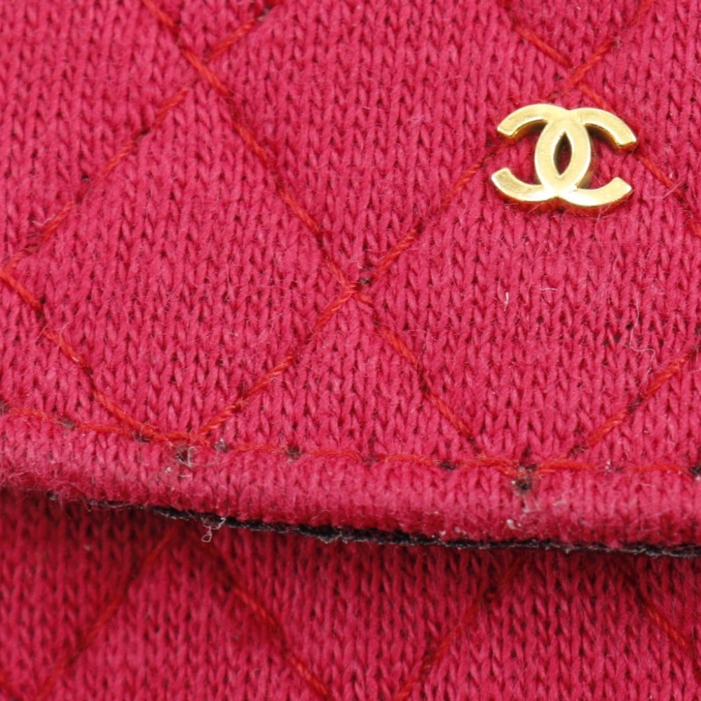 Chanel Pouch Cotton Red Micro Chain Pouch Women