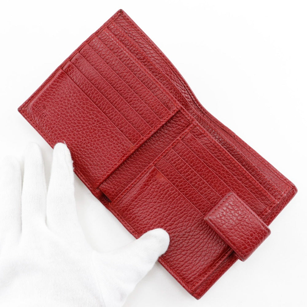 Gucci Bifold Wallet 456122 Leather Red Gg Marmont Women