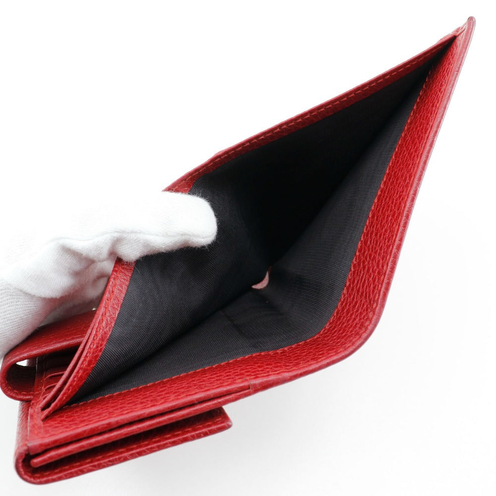Gucci Bifold Wallet 456122 Leather Red Gg Marmont Women