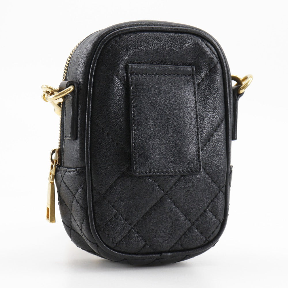 Versace Shoulder Bag Leather Black 2Way Belt Pouch Medusa Women