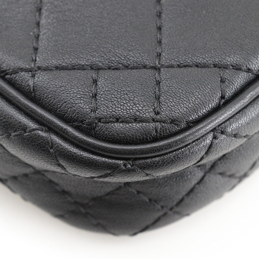 Versace Shoulder Bag Leather Black 2Way Belt Pouch Medusa Women