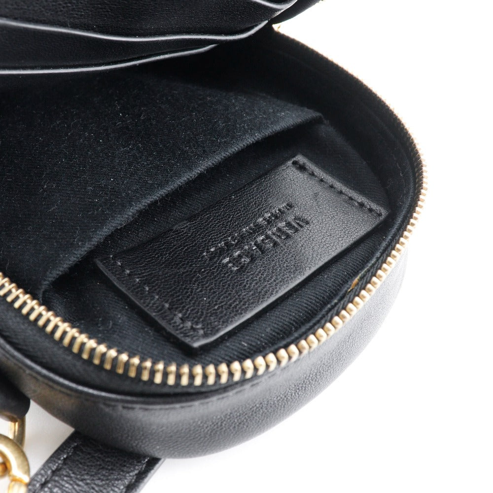 Versace Shoulder Bag Leather Black 2Way Belt Pouch Medusa Women