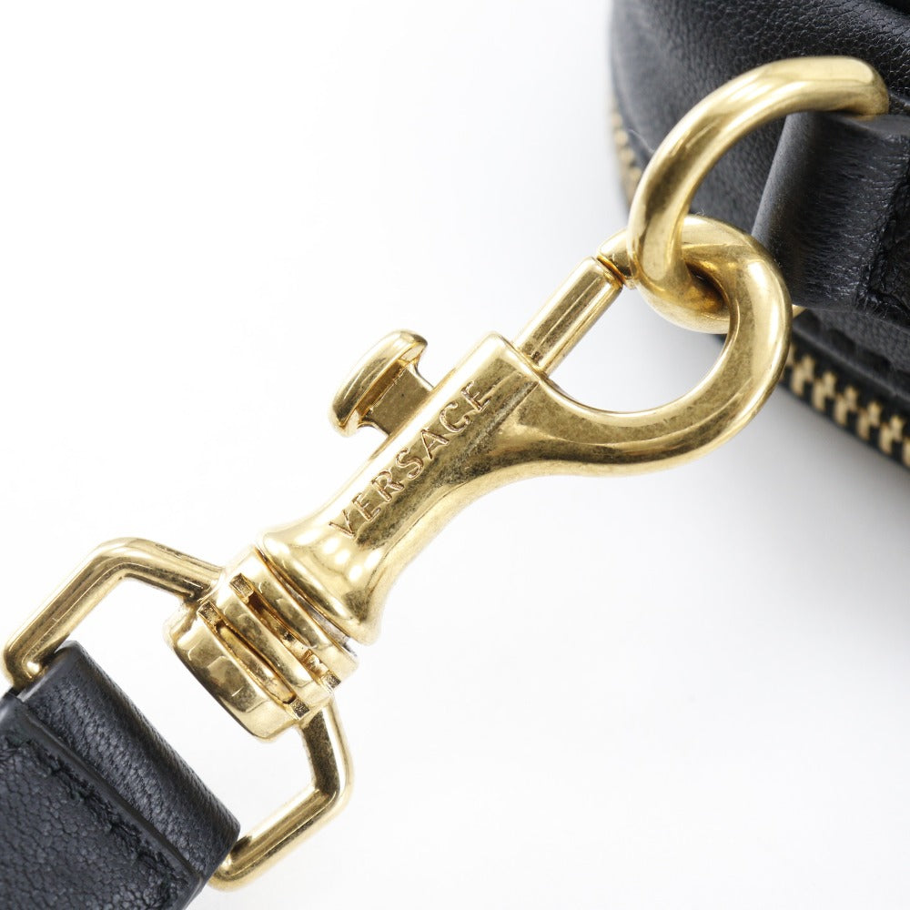 Versace Shoulder Bag Leather Black 2Way Belt Pouch Medusa Women