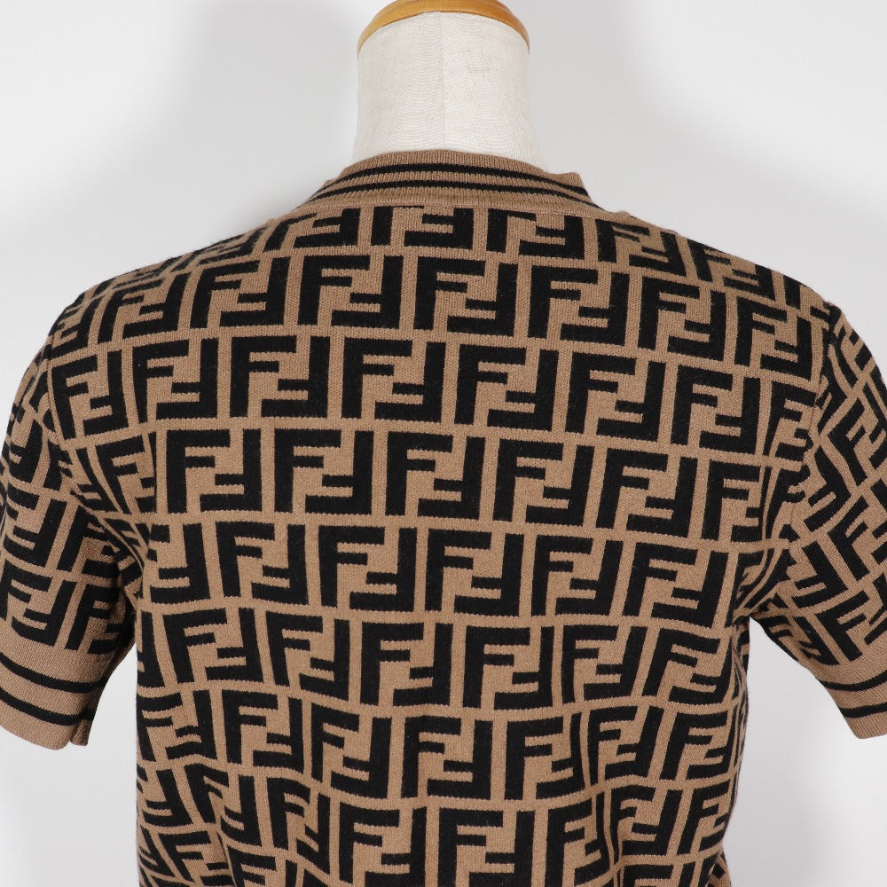 Fendi Setup Rayon, Polyester Brown Short Sleeve Knit And Knit Skirt Zucca Kids 12A