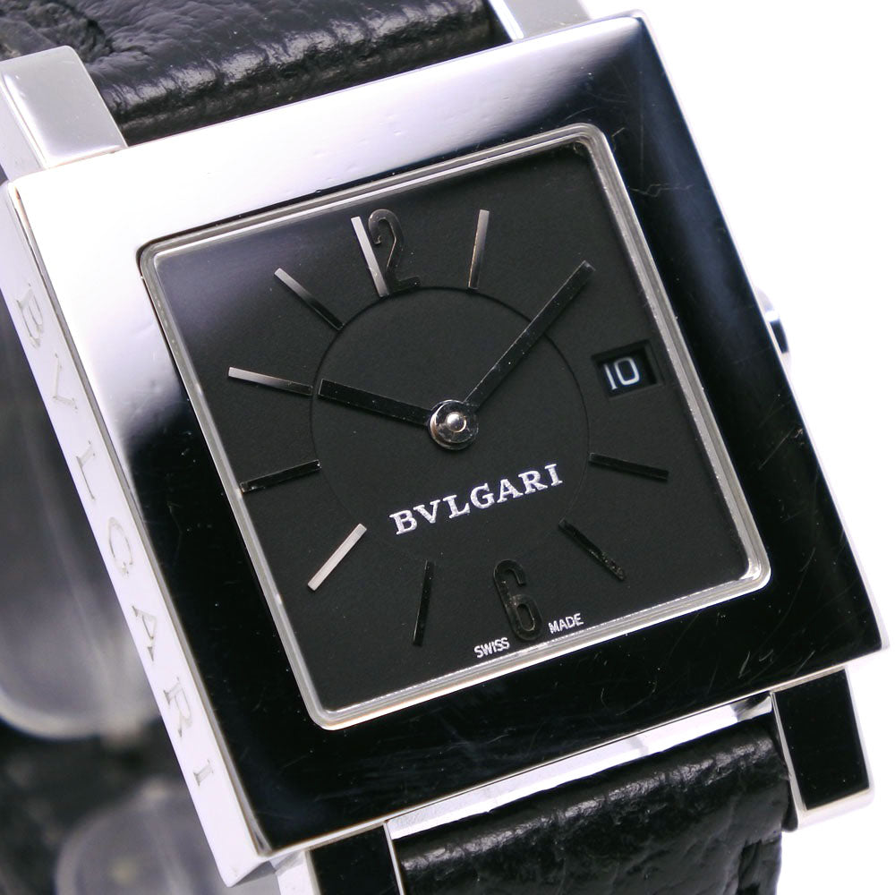 Bvlgari Watches Quartz Sq27Sld Stainless Steel , Leather Black Quadlard Black Dial Mens