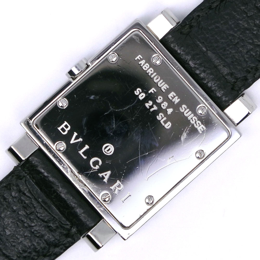 Bvlgari Watches Quartz Sq27Sld Stainless Steel , Leather Black Quadlard Black Dial Mens