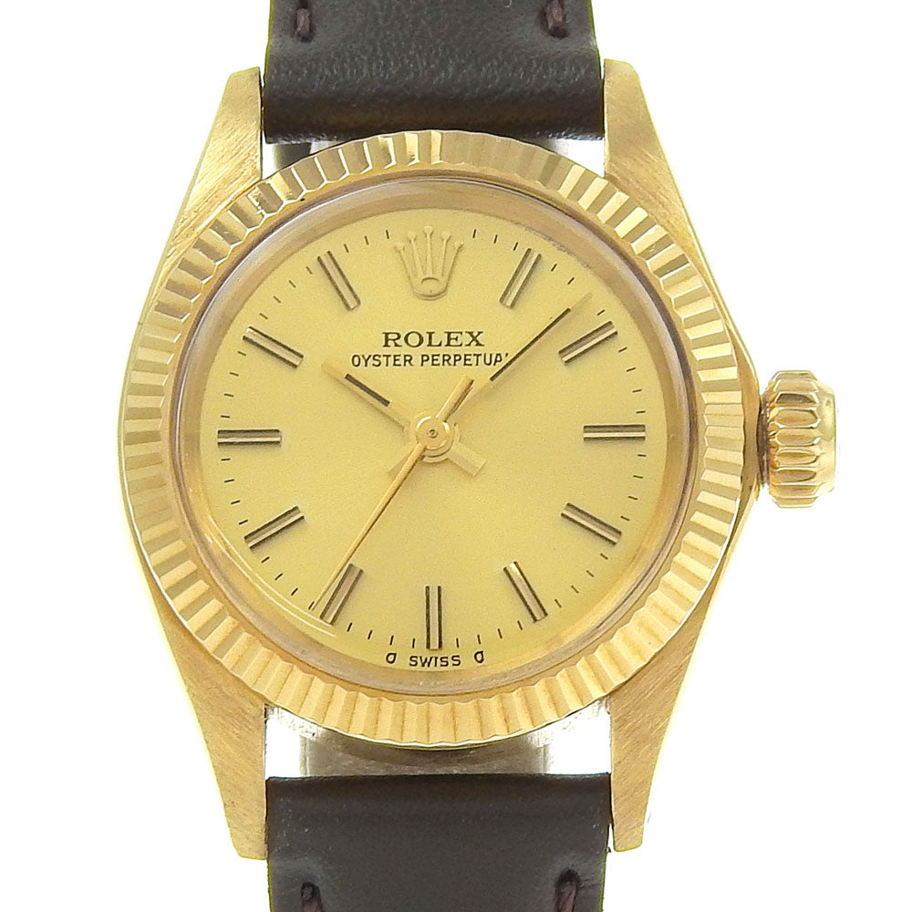 Rolex Watches Mechanical Automatic 6719 K18 Yellow Gold, Embossed Leather Gold Cal.2030 Oyster