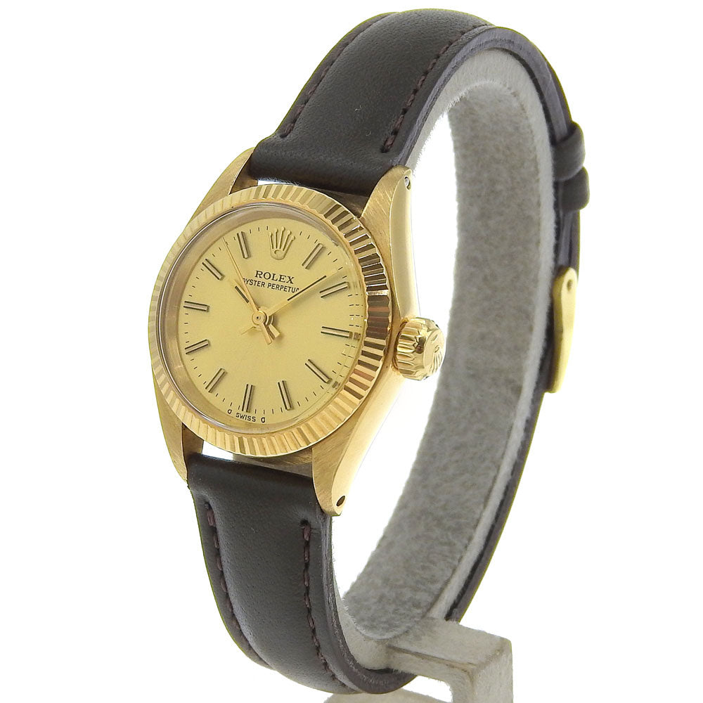 Rolex Watches Mechanical Automatic 6719 K18 Yellow Gold, Embossed Leather Gold Cal.2030 Oyster