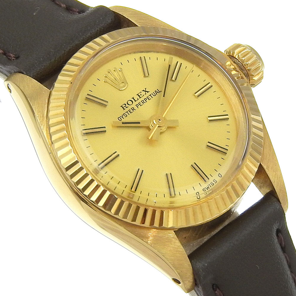 Rolex Watches Mechanical Automatic 6719 K18 Yellow Gold, Embossed Leather Gold Cal.2030 Oyster