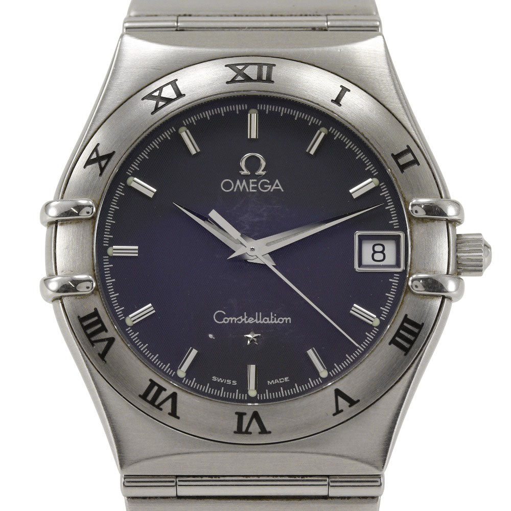 Omega Watches Quartz 1512.40 Stainless Steel Silver Constellation Navy Dial Mens