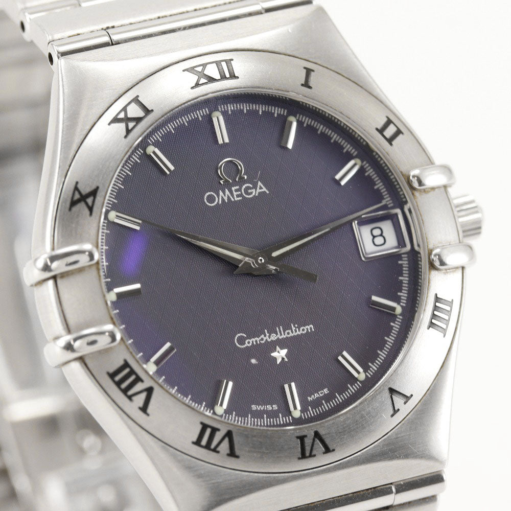 Omega Watches Quartz 1512.40 Stainless Steel Silver Constellation Navy Dial Mens