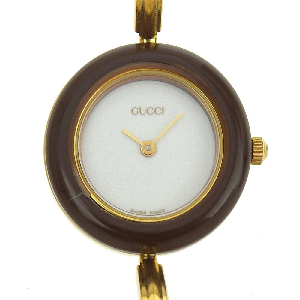 Gucci Watches Quartz 11/12.2 Plated Gold Gold Change Bezel White Dial Women