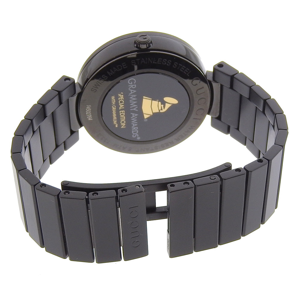 Gucci Watches Quartz 133.3 Stainless Steel Black Interlocking Gold Dial Boys