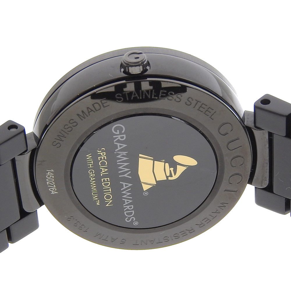 Gucci Watches Quartz 133.3 Stainless Steel Black Interlocking Gold Dial Boys