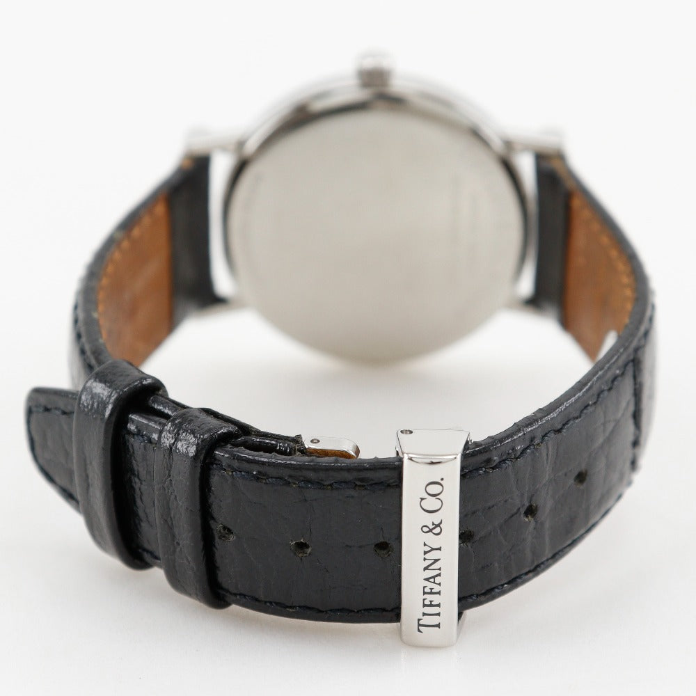 Tiffany&Co. Watches Quartz Stainless Steel , Leather Silver Atlas Black Dial Mens