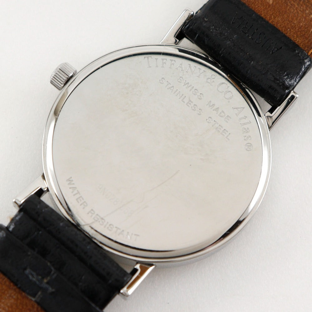 Tiffany&Co. Watches Quartz Stainless Steel , Leather Silver Atlas Black Dial Mens