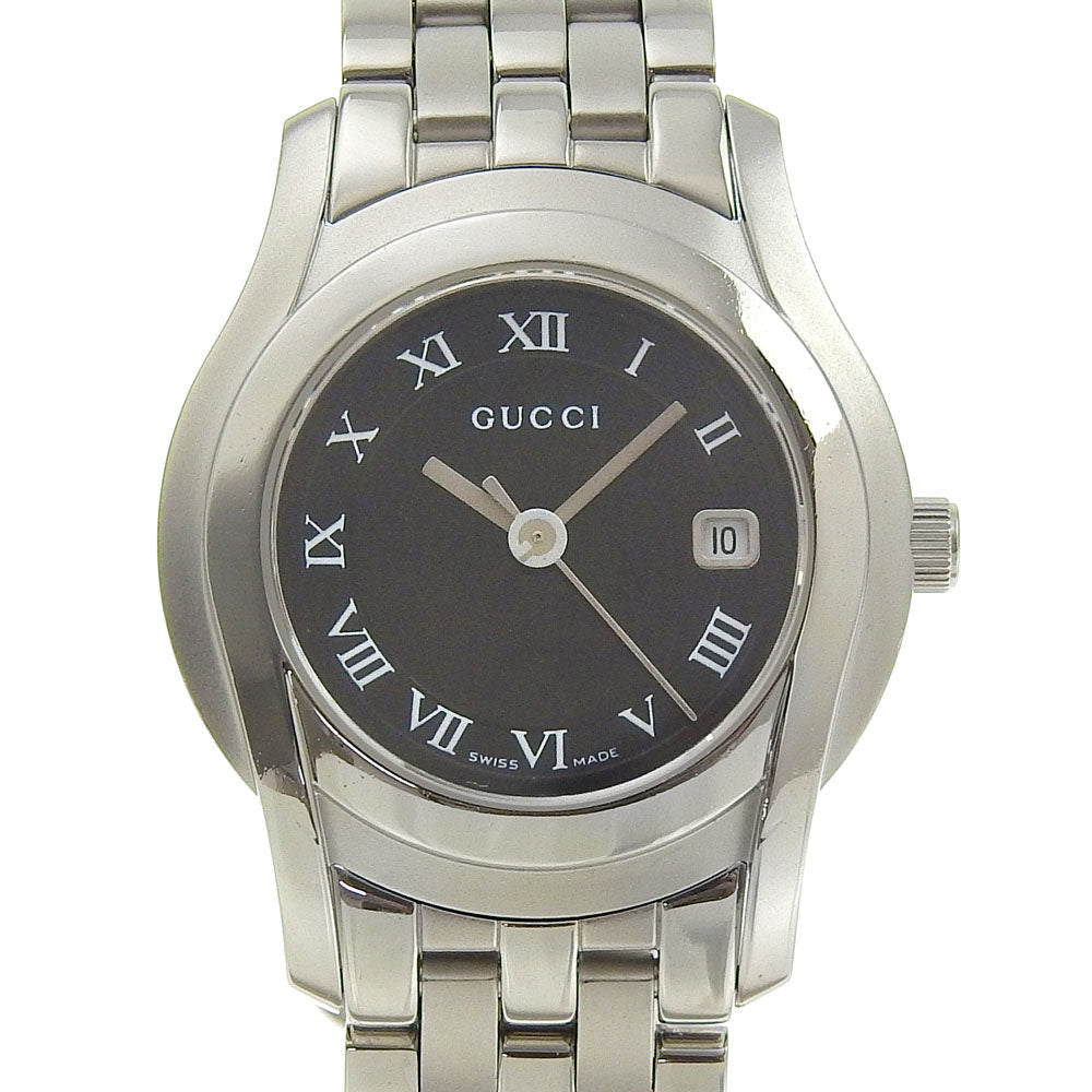 Gucci Watches Quartz 5500L Stainless Steel Silver G Class Black Dial Women
