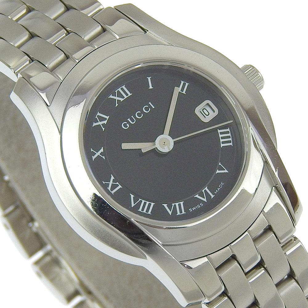 Gucci Watches Quartz 5500L Stainless Steel Silver G Class Black Dial Women