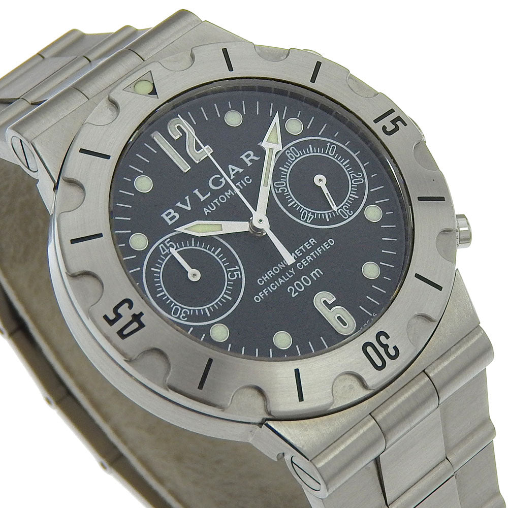 Bvlgari Watches Mechanical Automatic Scb38S Stainless Steel Silver Diagonoscouba Black Dial Mens