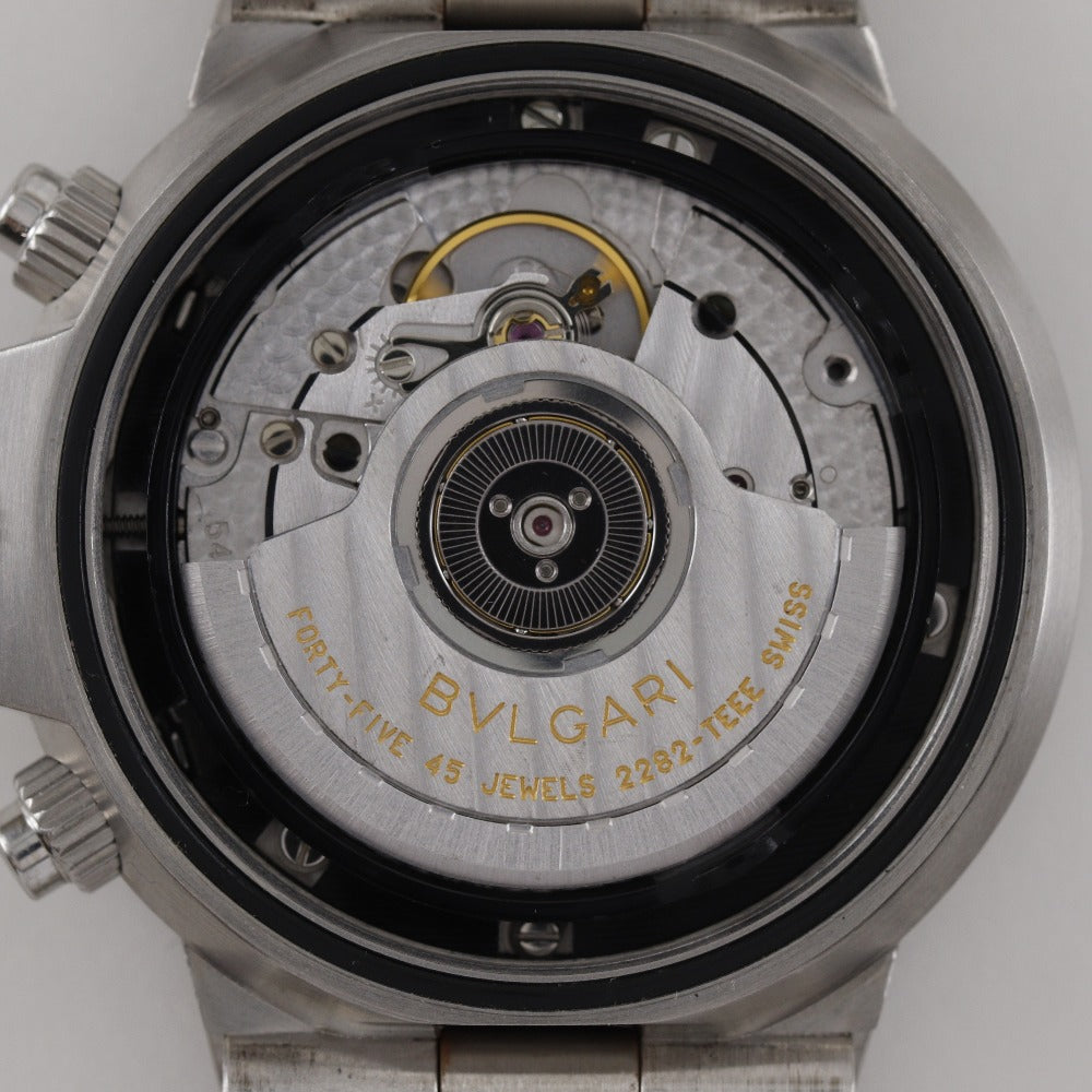 Bvlgari Watches Mechanical Automatic Scb38S Stainless Steel Silver Diagonoscouba Black Dial Mens