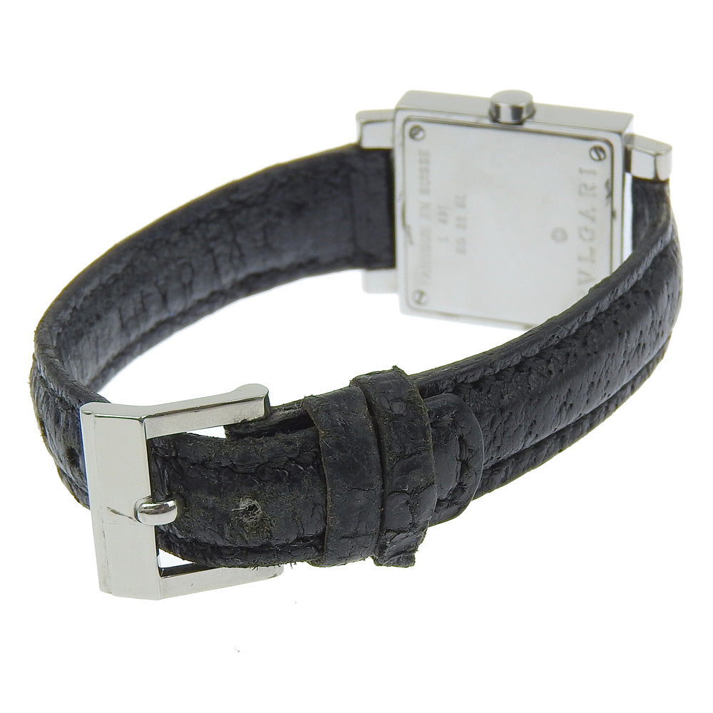 Bvlgari Watches Quartz Sq22Sl Stainless Steel , Leather Silver Quadlard Black Dial Women