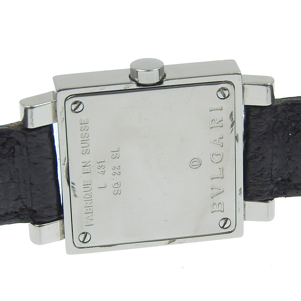 Bvlgari Watches Quartz Sq22Sl Stainless Steel , Leather Silver Quadlard Black Dial Women