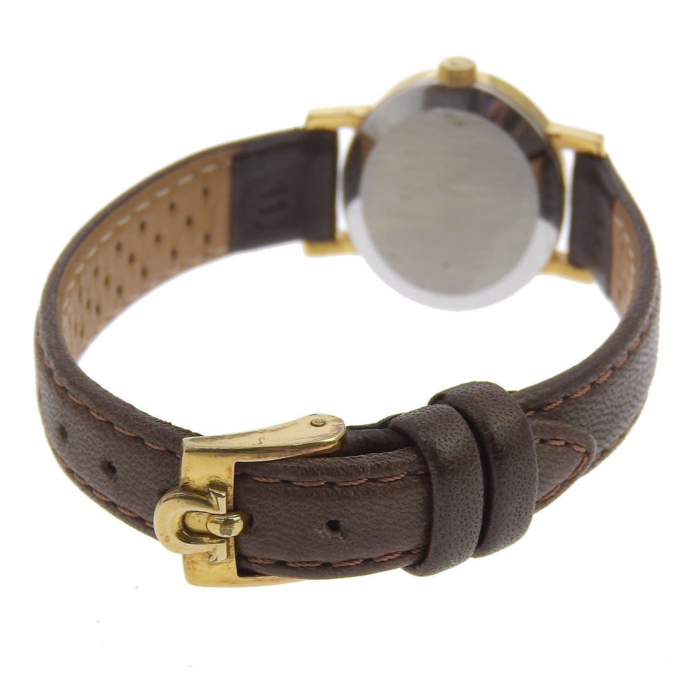 Omega Watches Hand Winding Plated Gold , Leather Silver Geneva Gold Dial Women