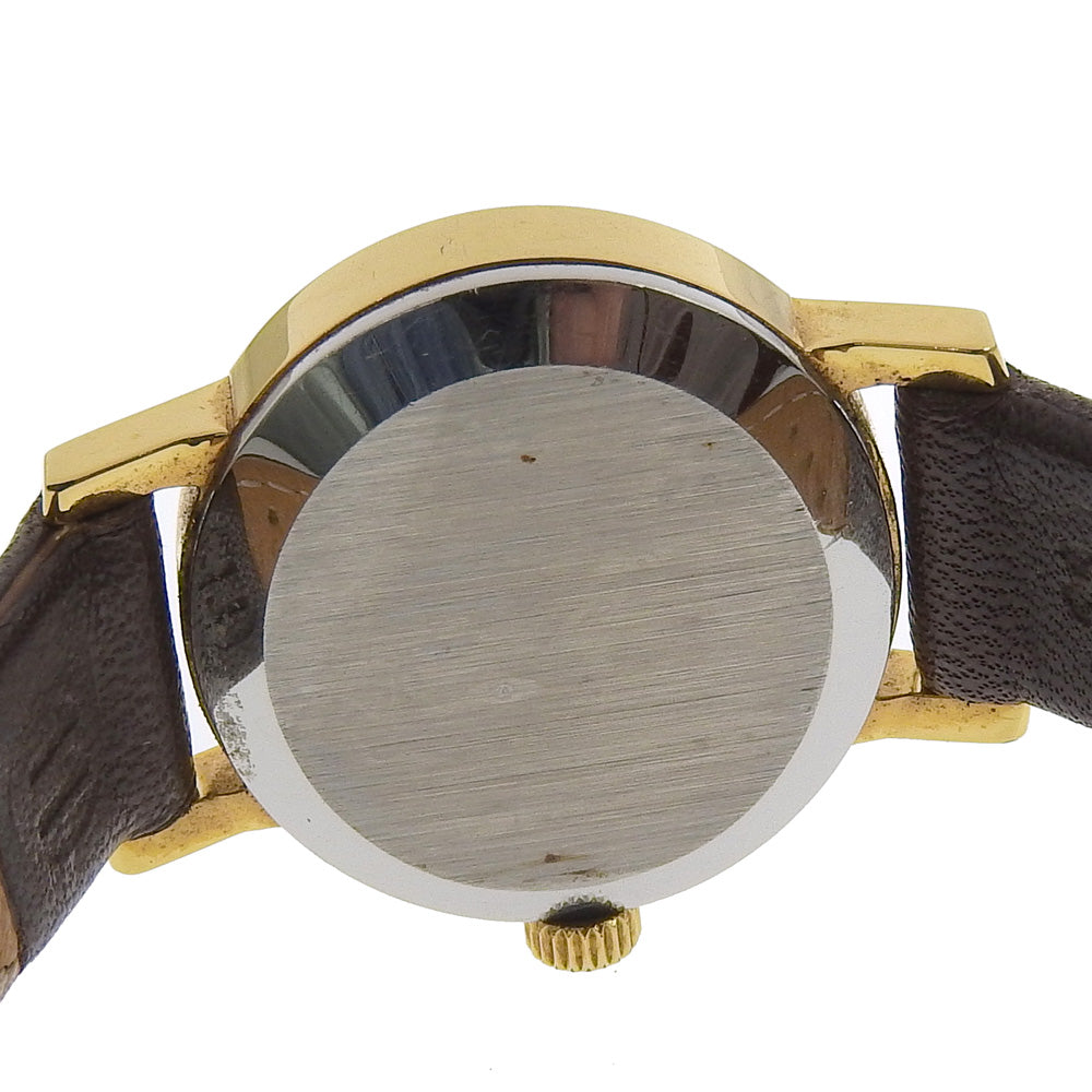 Omega Watches Hand Winding Plated Gold , Leather Silver Geneva Gold Dial Women