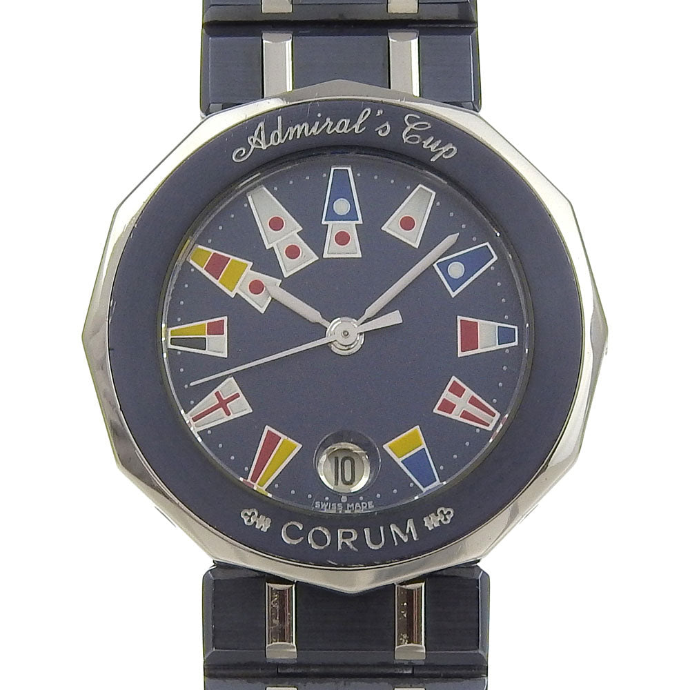 Corum Watches Quartz 39.610.30.V50 Stainless Steel, Gun Blue Silver Admirals Cup Navy Dial Women