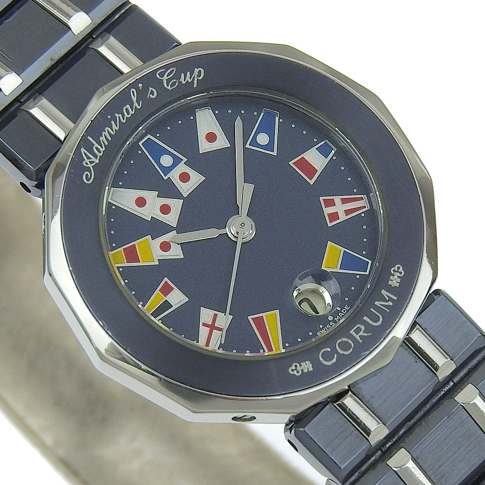 Corum Watches Quartz 39.610.30.V50 Stainless Steel, Gun Blue Silver Admirals Cup Navy Dial Women