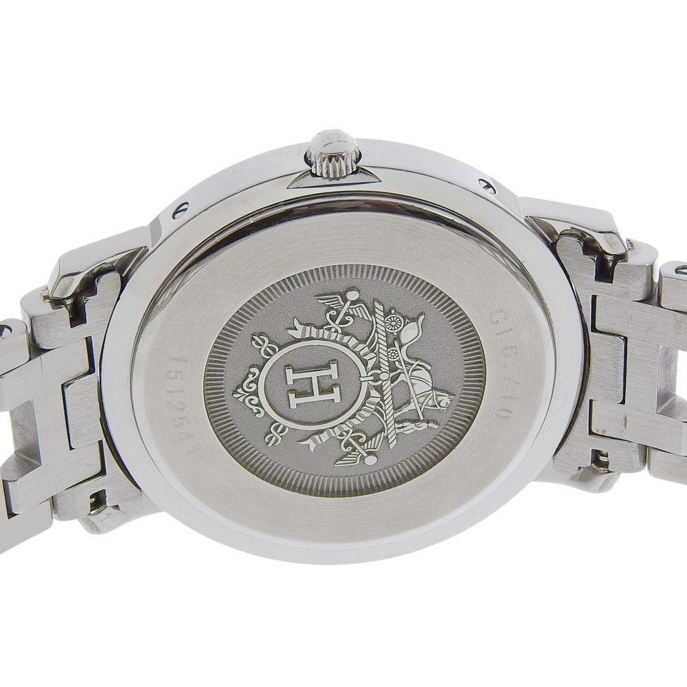 Hermes Watches Quartz Cl6.710 Stainless Steel Silver Clipper White Dial Mens