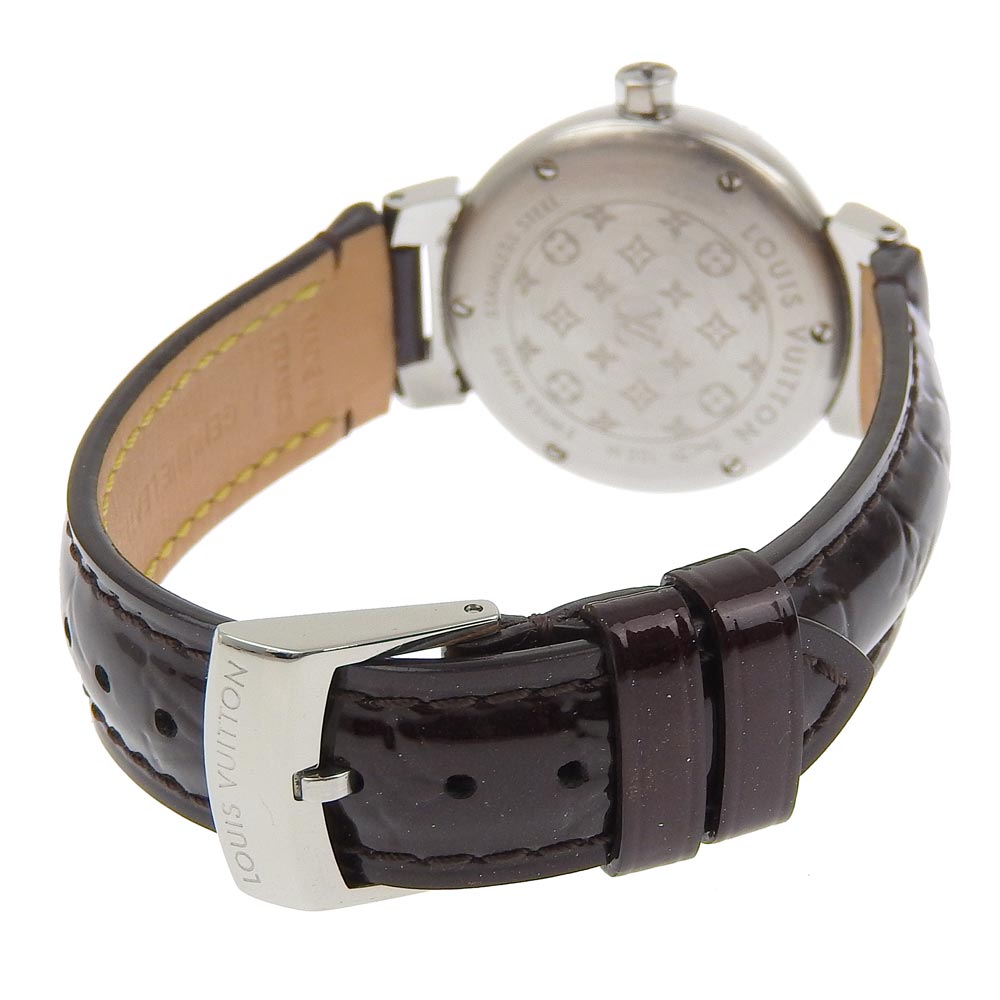 Louis Vuitton Watches Quartz Q12M3 Stainless Steel, Monogram Vernis Wine-Red Disc Dearmon Pm