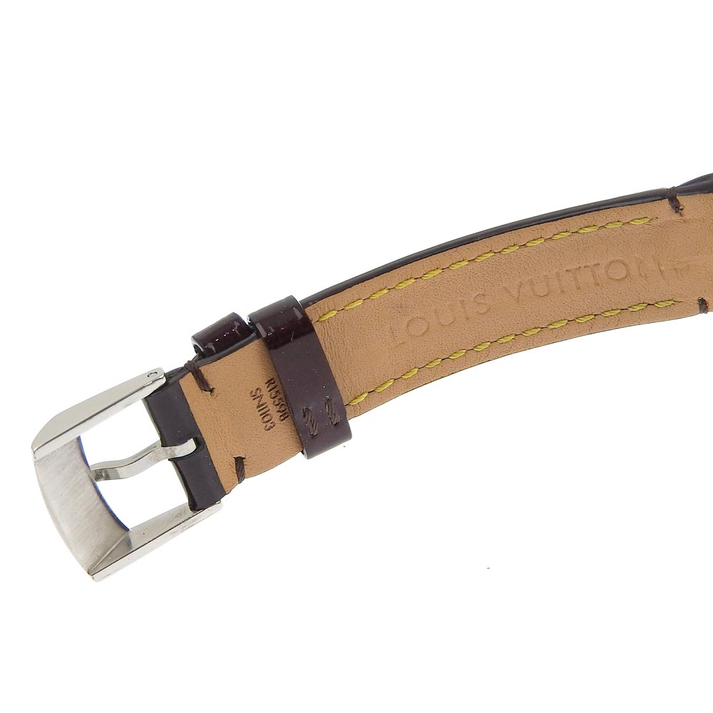 Louis Vuitton Watches Quartz Q12M3 Stainless Steel, Monogram Vernis Wine-Red Disc Dearmon Pm