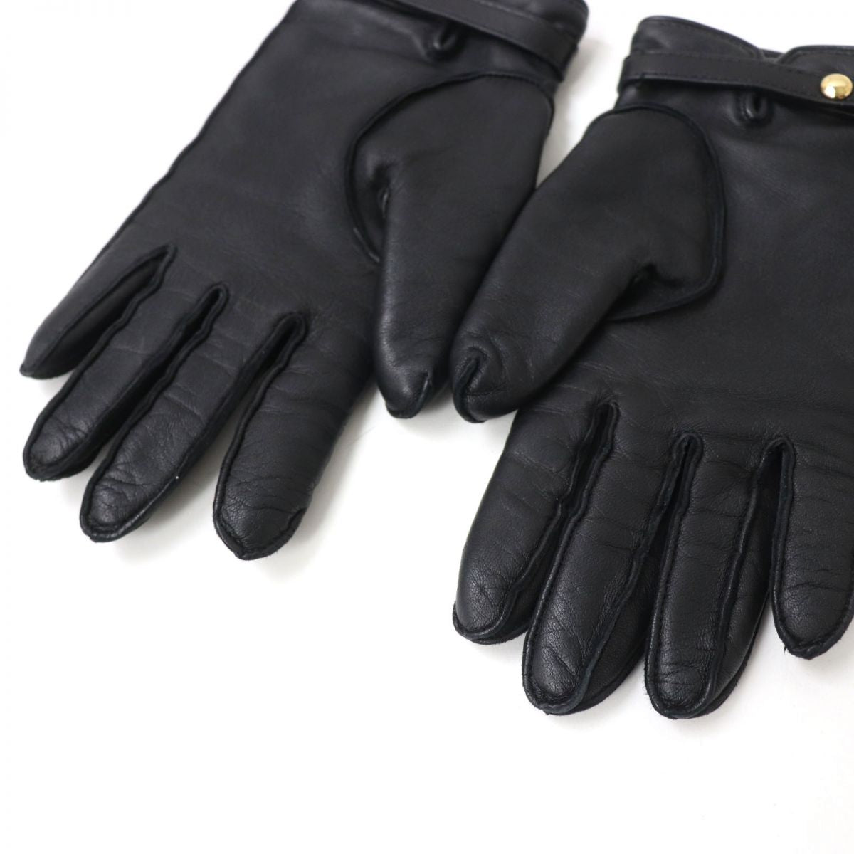 Burberry Gloves Lambskin Black X Gold Women 7.5