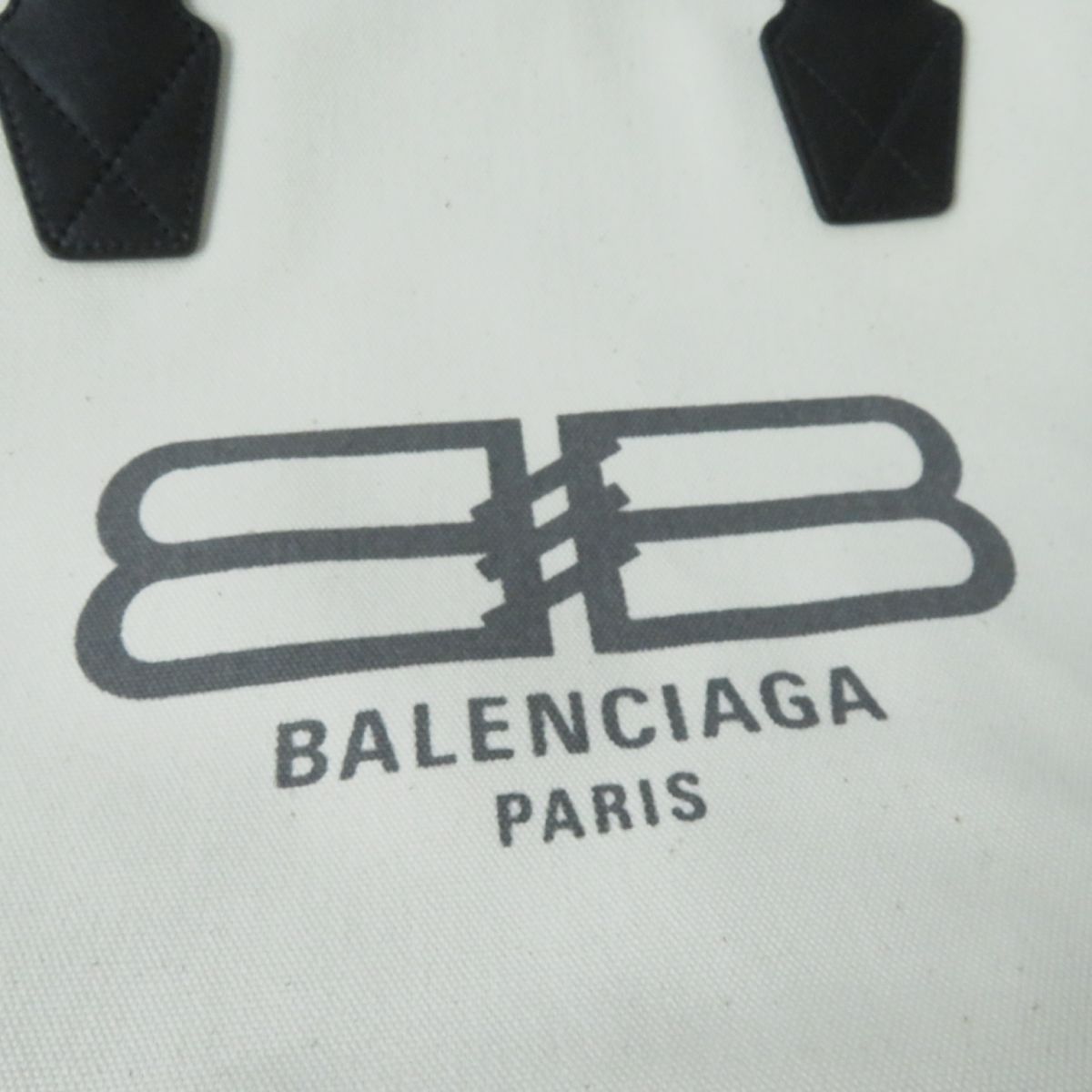 Balenciaga Tote Bag 692068 Canvas, Leather White X Black Jumbo Small Tote Bag Women